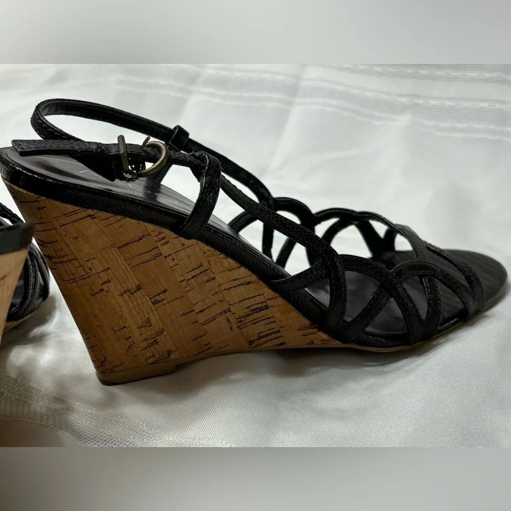 Aldo Vero Cuoio wedge black size 39 leather cork‎